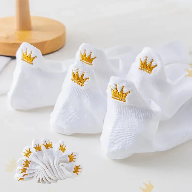 Euroconforto witte sokken met gouden kroontje – gedragen in schoen